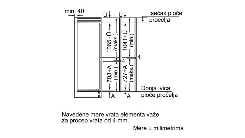 BOSCH Ugradni kombinovani frižider KIS86AD40 srebrni