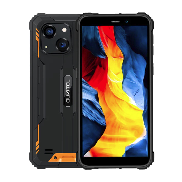 OUKITEL Smart phone 4G/Rugged IP68 & IP69K/Helio22/Quad-Core/5.93" HD /32GB/4GB/20MP+ 5MP/6300mAh/Android12 narandžasto-crni