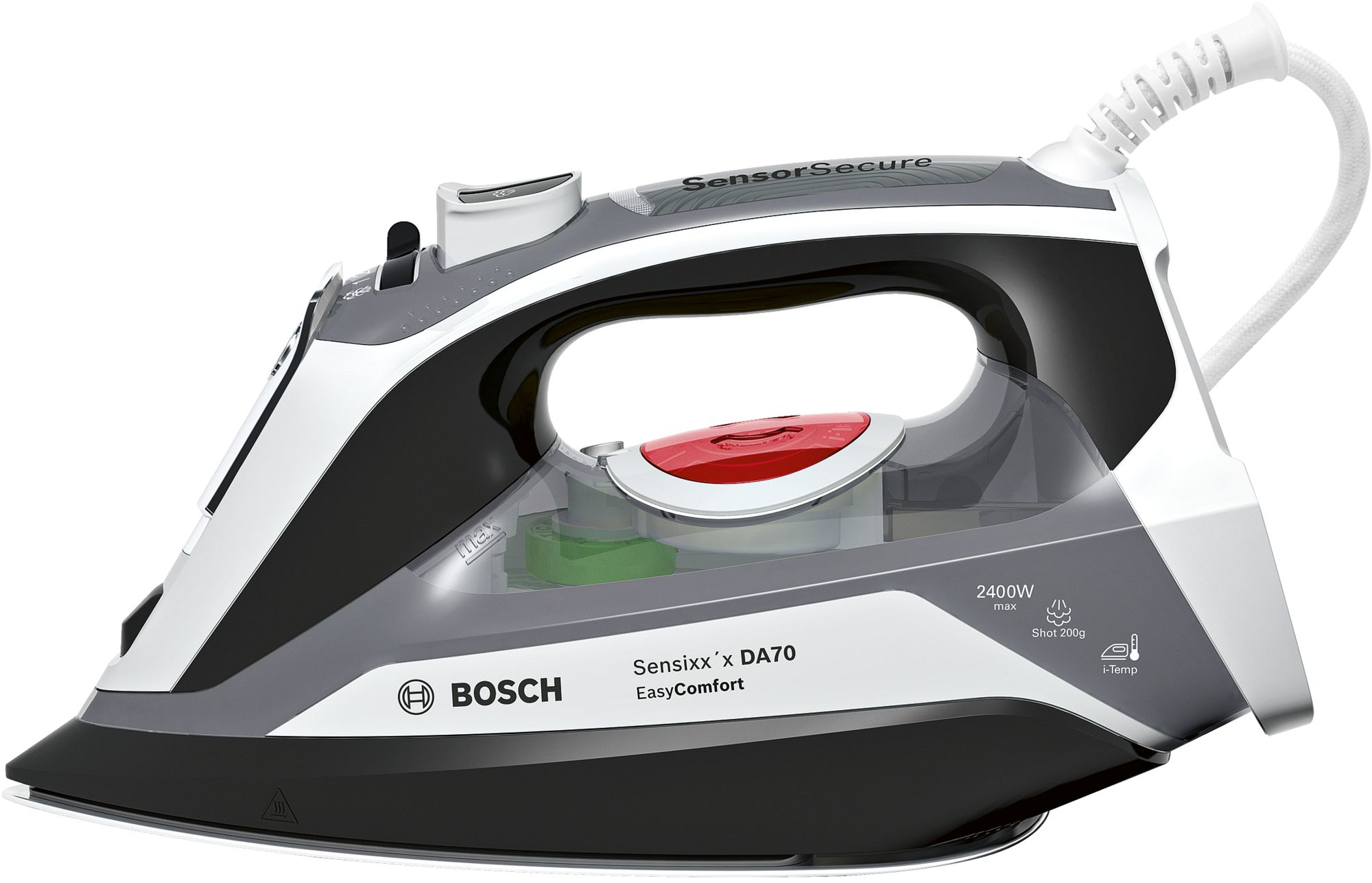Bosch Sensixx'x TDA70EYGB pegla Pegla na paru Grejna ploča Ceranium Glissée 2400 W Crno, Sivo, Providni, Belo