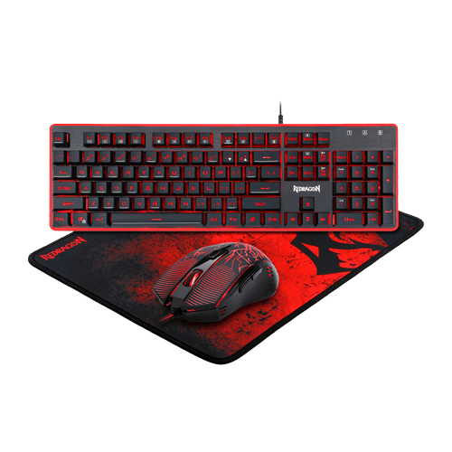 Redragon Gejmerski set 3 u 1 Combo S107 US gaming tastatura (Crna/Crvena)
