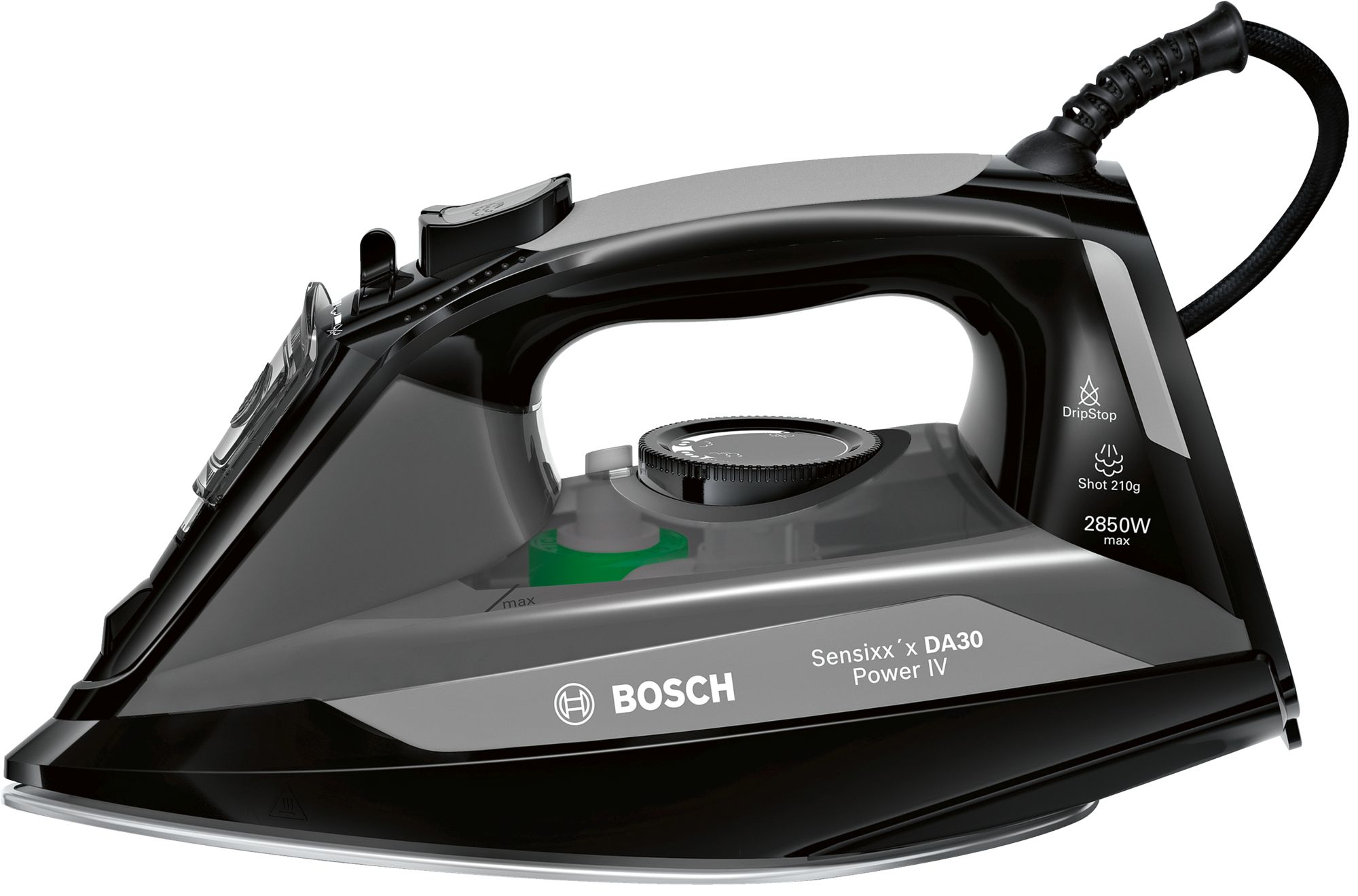 Bosch Sensixx'x TDA3022GB pegla Pegla na paru Grejna ploča Ceranium Glissée 2850 W Crno, Sivo, Providni