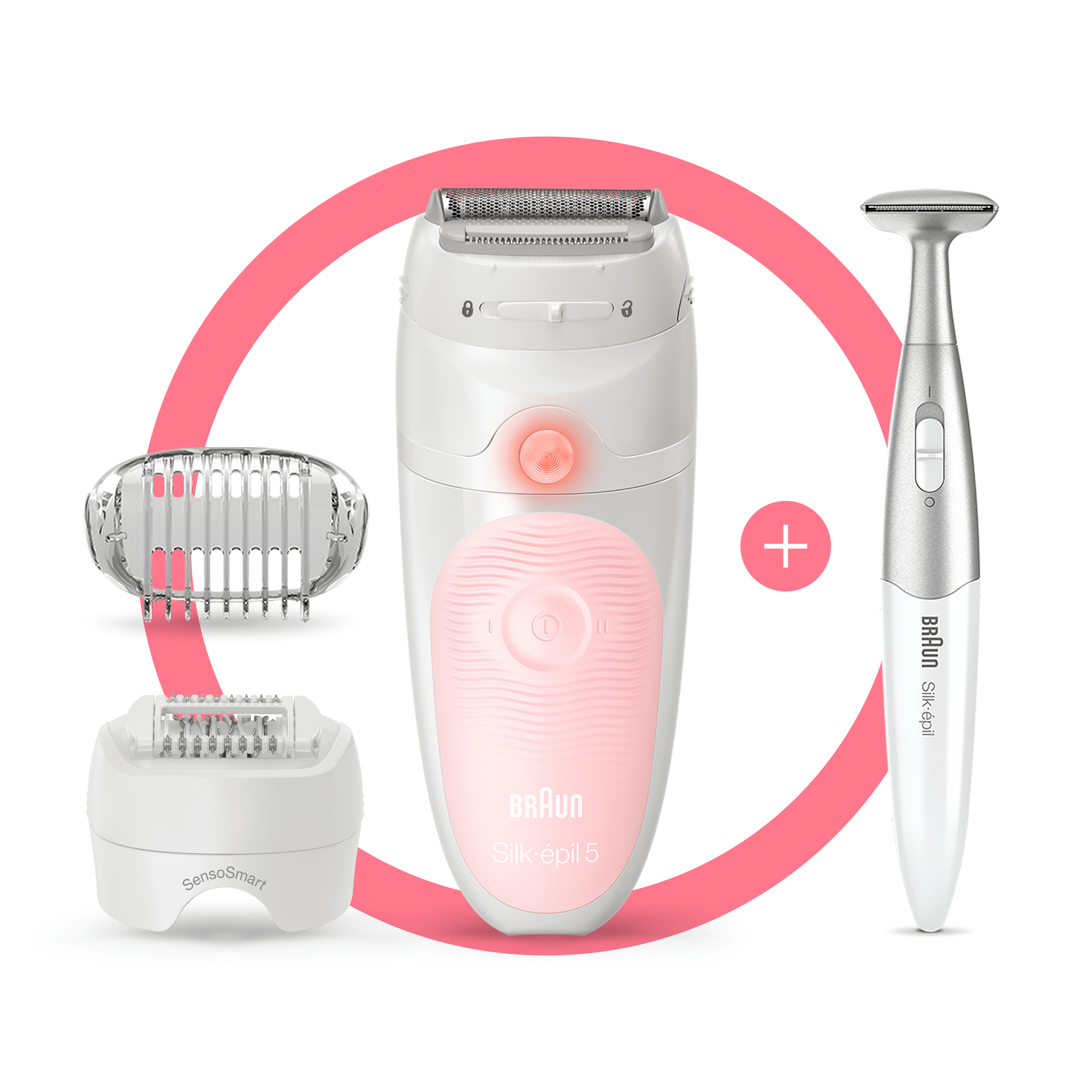 Braun Silk-épil 5 Wet&Dry 81706349 epilator 28 pincete Belo, Roze