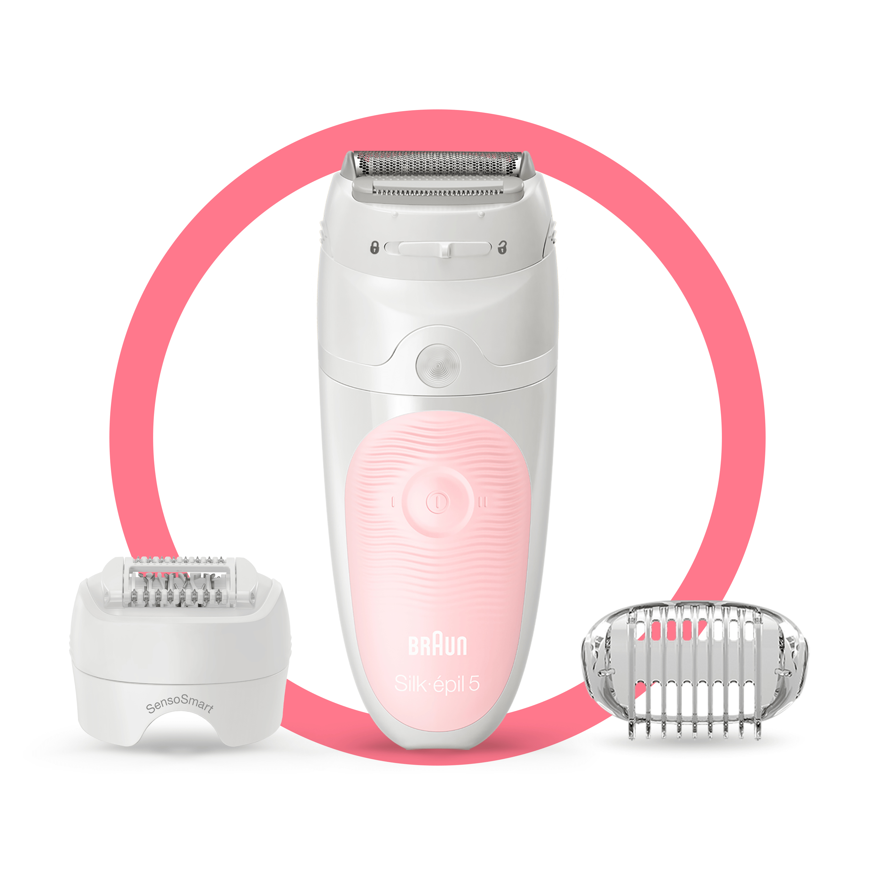 Braun Silk-épil 5 Wet&Dry 81706335 epilator 28 pincete Belo, Roze