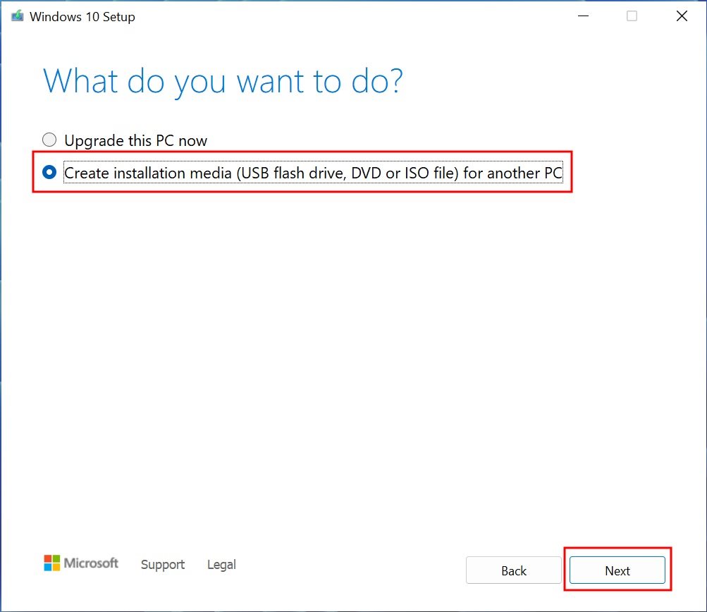 Windows Media Creation Tool za Windows 10 - Opcija za kreiranje instalacionog medijuma