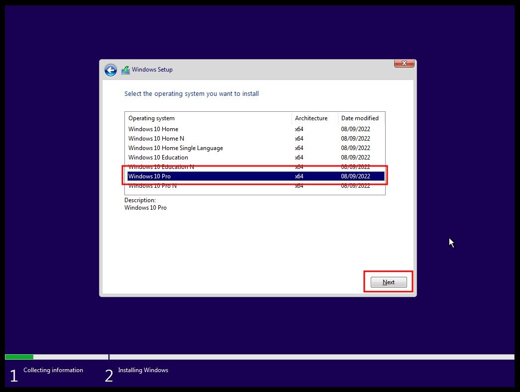 Izbor verzije Windows 10 operativnog sistema prilikom instalacije
