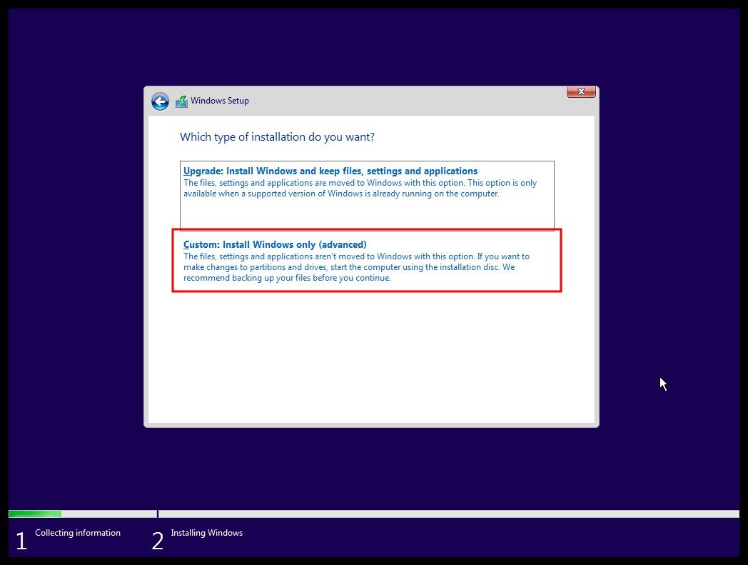 Izbor između Upgrade i Custom tipa instalacije Windows 10 operativnog sistema