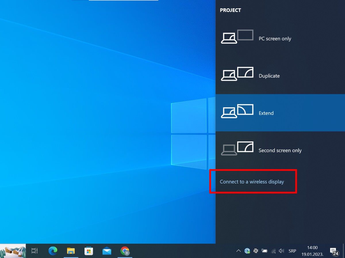 Connect to a wireless display - opcija za bežično povezivanje