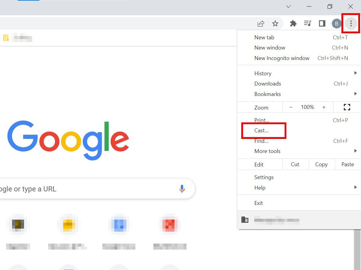 Cast opcija u meniju Google Chrome web browser-a