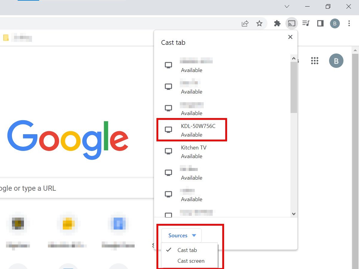 Izbor uređaja i izvora za kastovanje u Google Chrome pregledaču