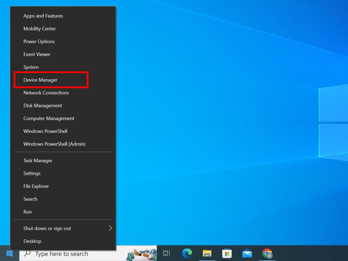 Pristup Device Manager sekciji desnim klikom na Start dugme u Windows operativnom sistemu