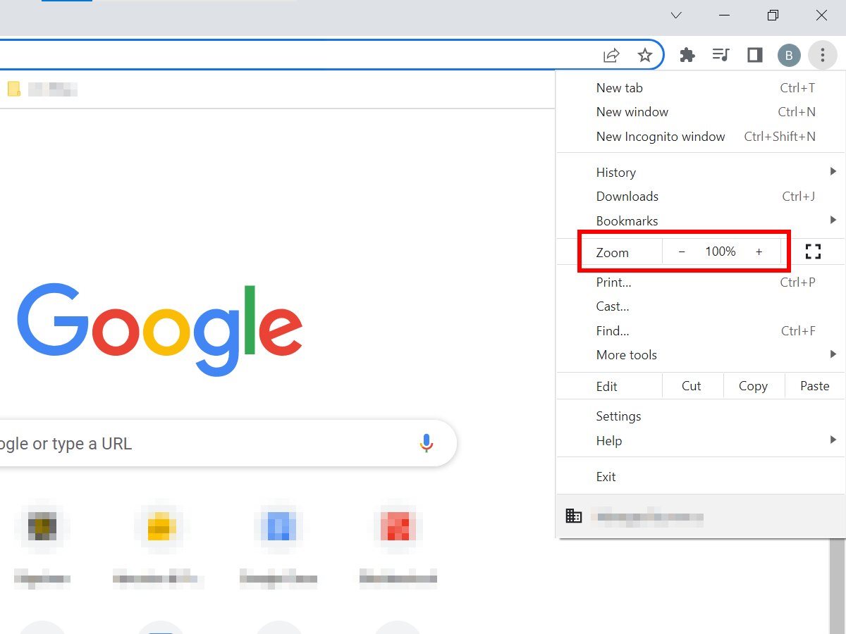 Opcija za podešavanje veličine prikaza u Google Chrome programu