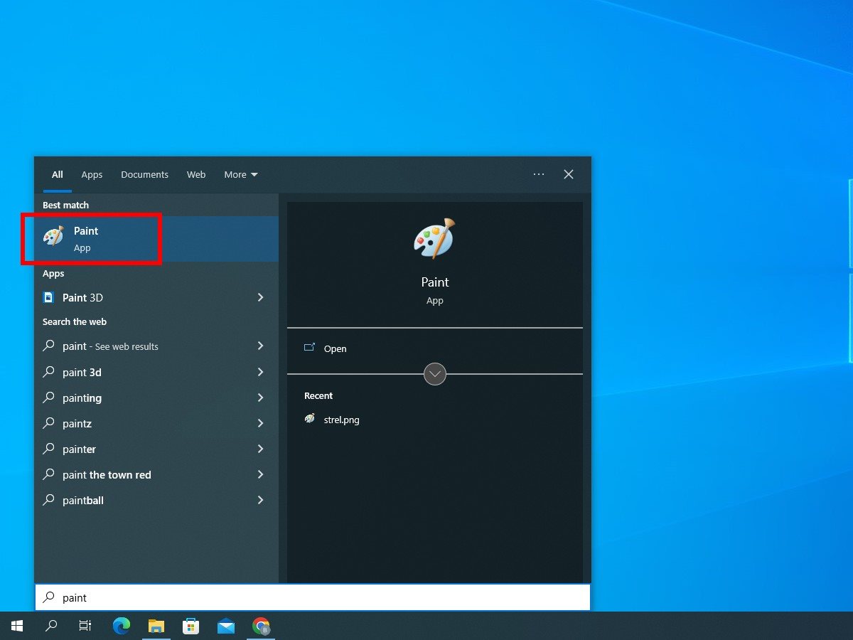 Prečica za pokretanje Microsoft Paint programa, u Start meniju Windows 10 OS-a