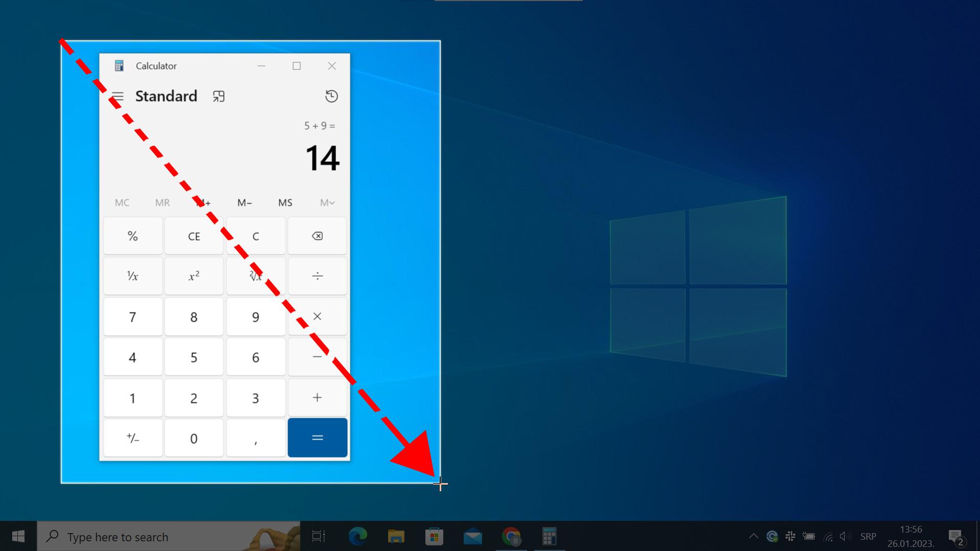 Obeležavanje površine od koje će se kreirati Screenshot uz pomoć Snipping Tool programa