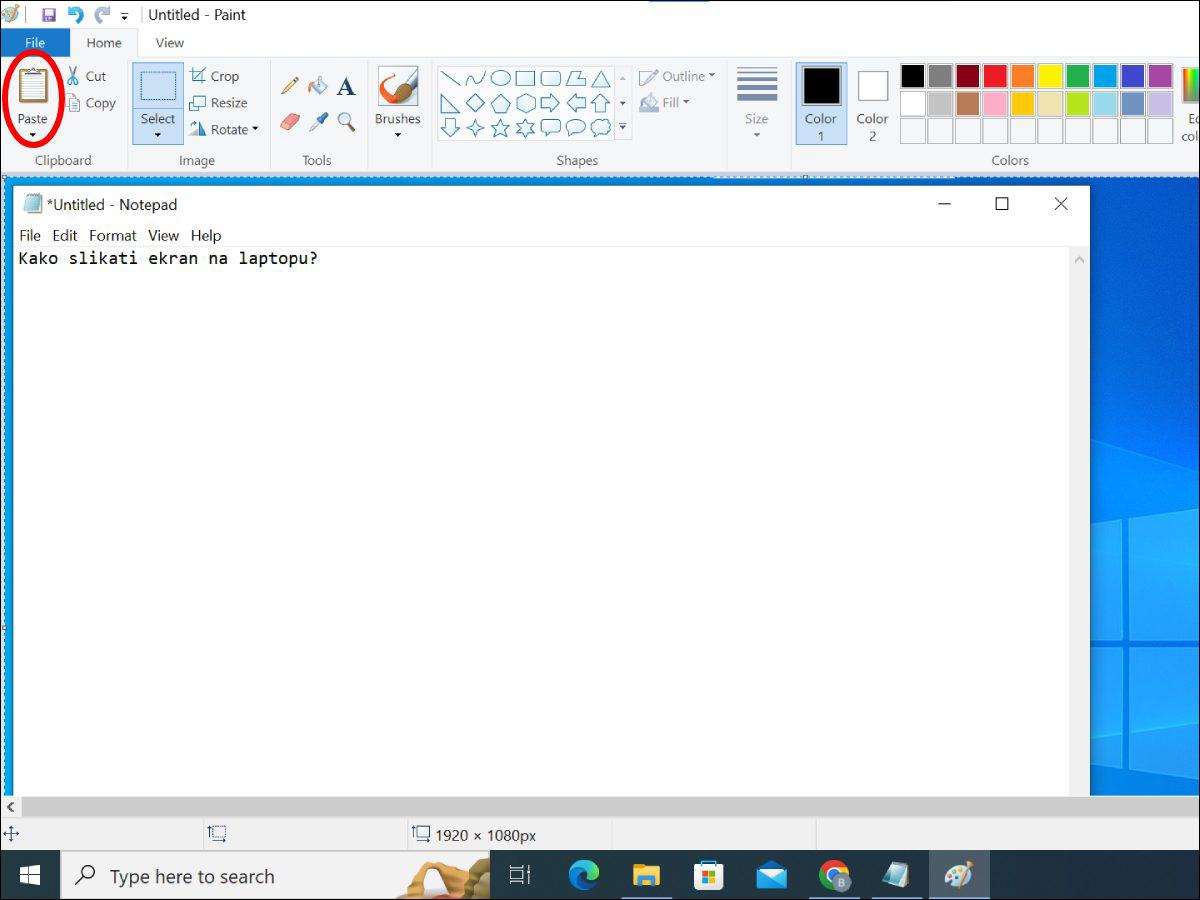 Paste ikonica u programu Paint