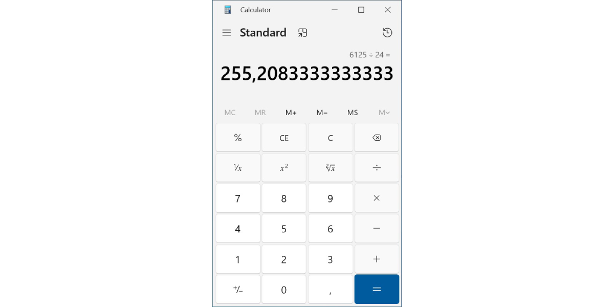 Screenshot programa Calculator iz Windows 10 operativnog sistema