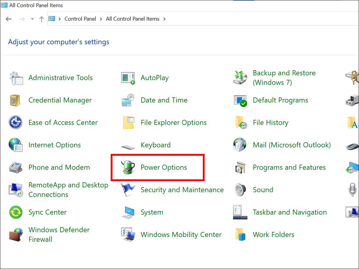 Windows 10 - Control Panel - Power Options ikonica