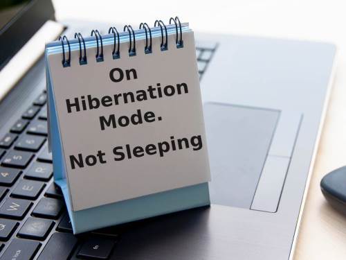 Šta znači hibernacija - laptop sa šaljivim tekstom o hibernaciji