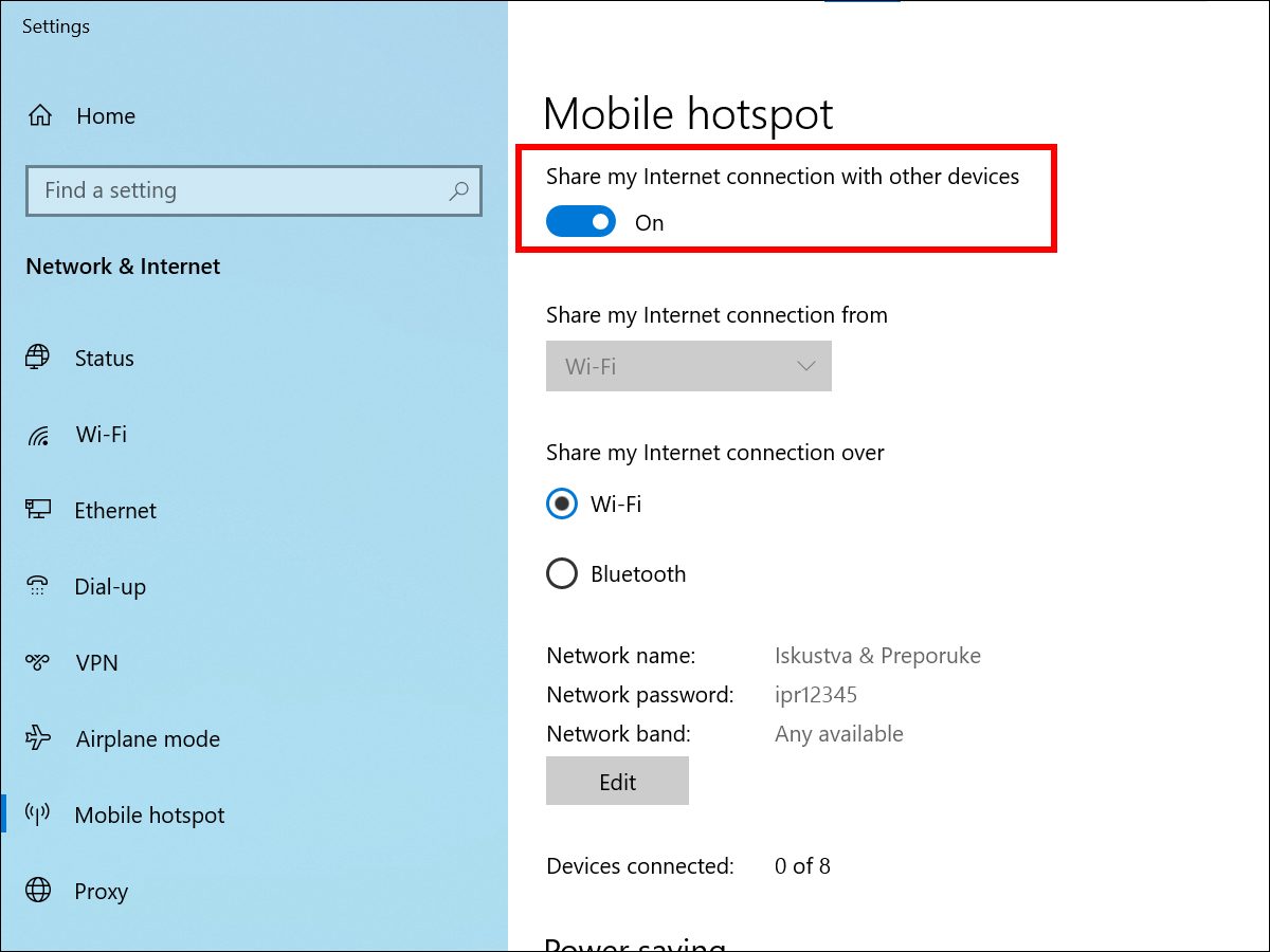 Windows 10 - Aktiviranje Mobile hotspot funkcije