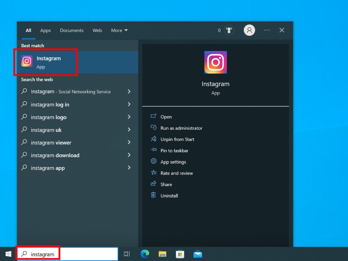 Windows 10 - Instagram ikonica
