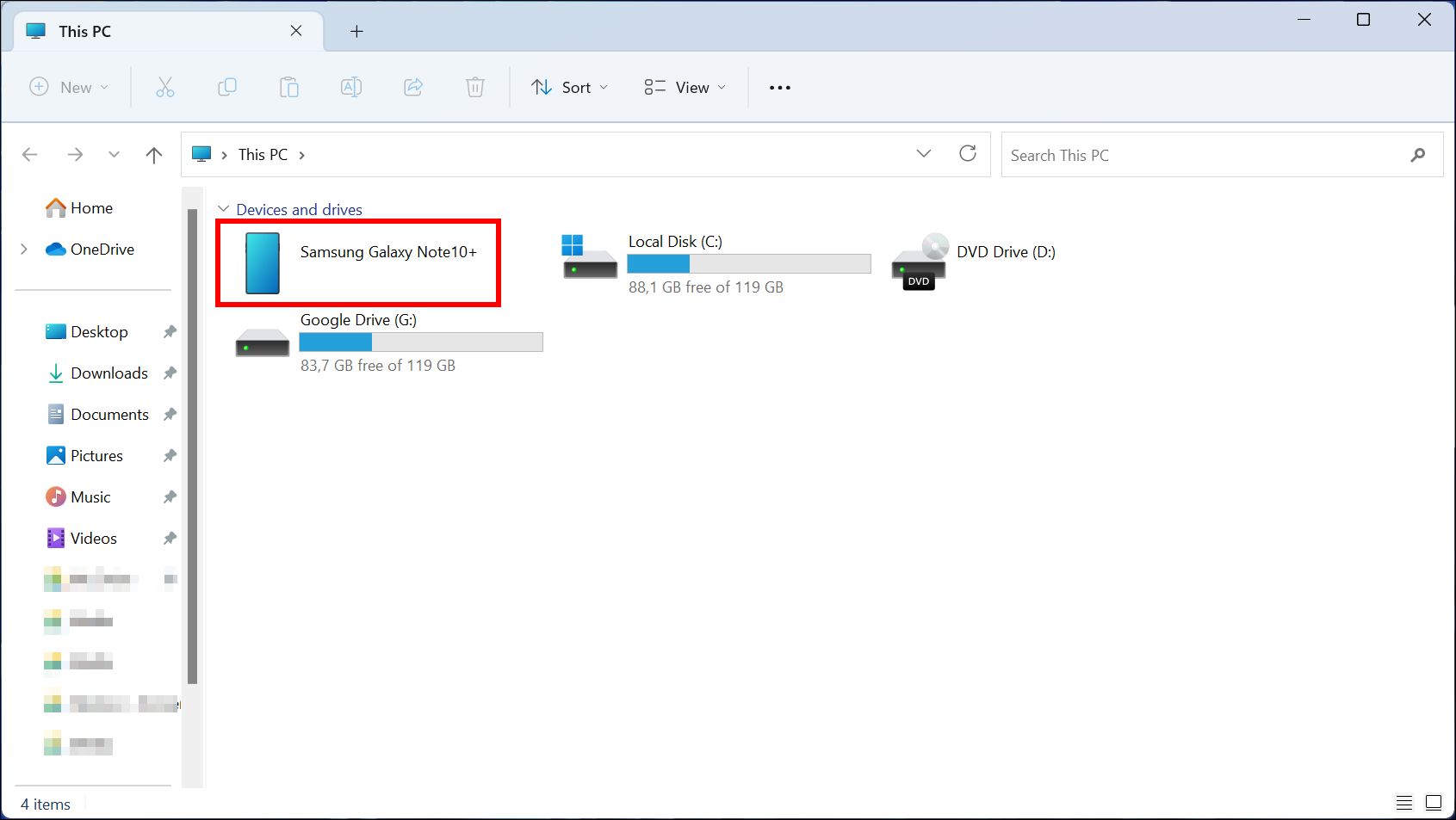 Windows 11 - Ikonica Samsung mobilnog telefona u Windows Explorer-u