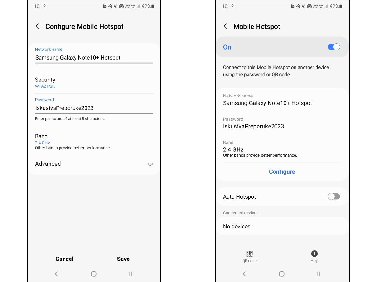 Podešavanje Wi-Fi Hotspot funkcije na Samsung Galaxy Note10+ telefonu