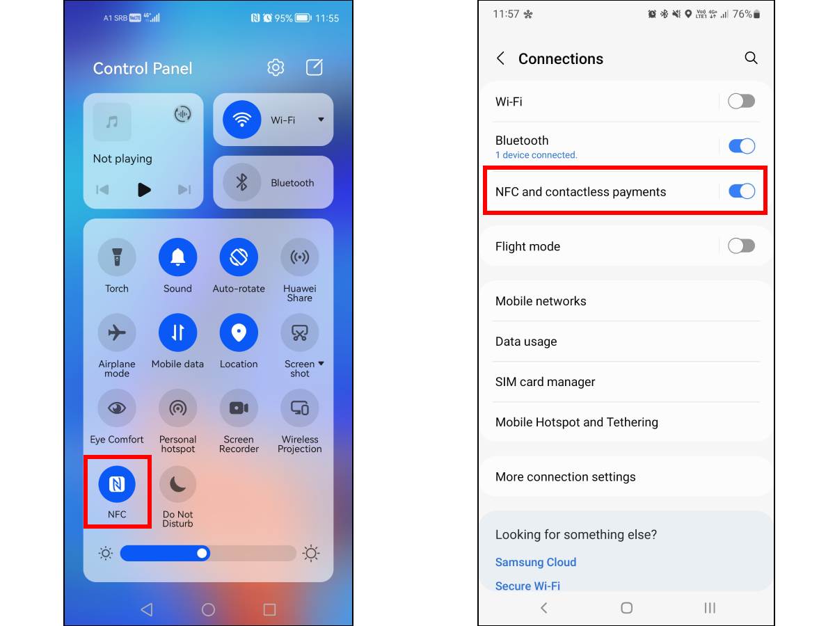 Uključivanje NFC tehnologije na Huawei (EMUI) i Samsung (One UI) telefonima