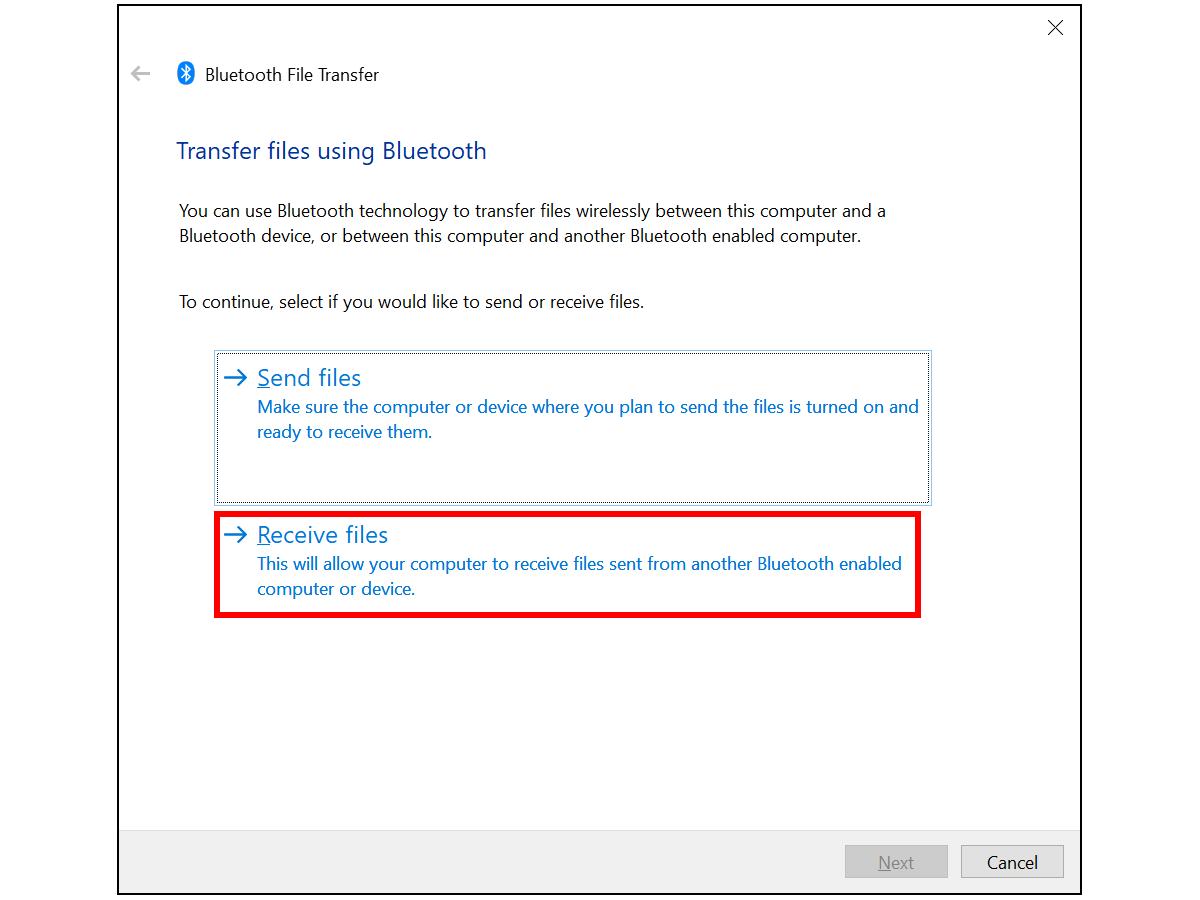 Windows 10 Bluetooth File Transfer - Prozor za slanje i primanje fajlova preko Bluetooth veze