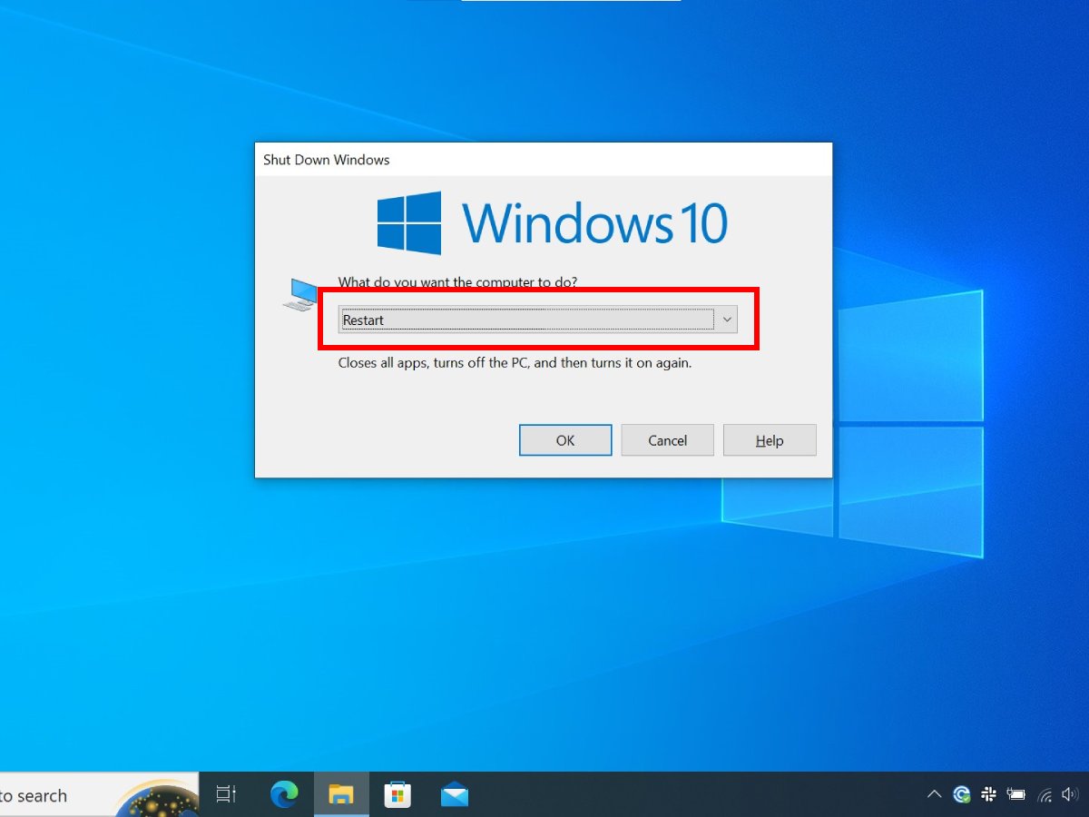 Windows 10 - Shut Down meni sa opcijom Restart