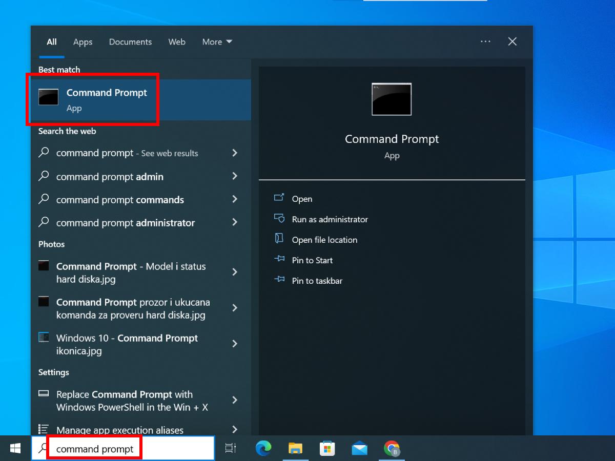 Windows 10 - Command Prompt ikonica u Start meniju
